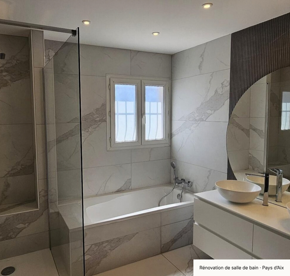 Rénovation complète d’une salle de bains réalisée par Bati Couturier dans le Pays d’Aix